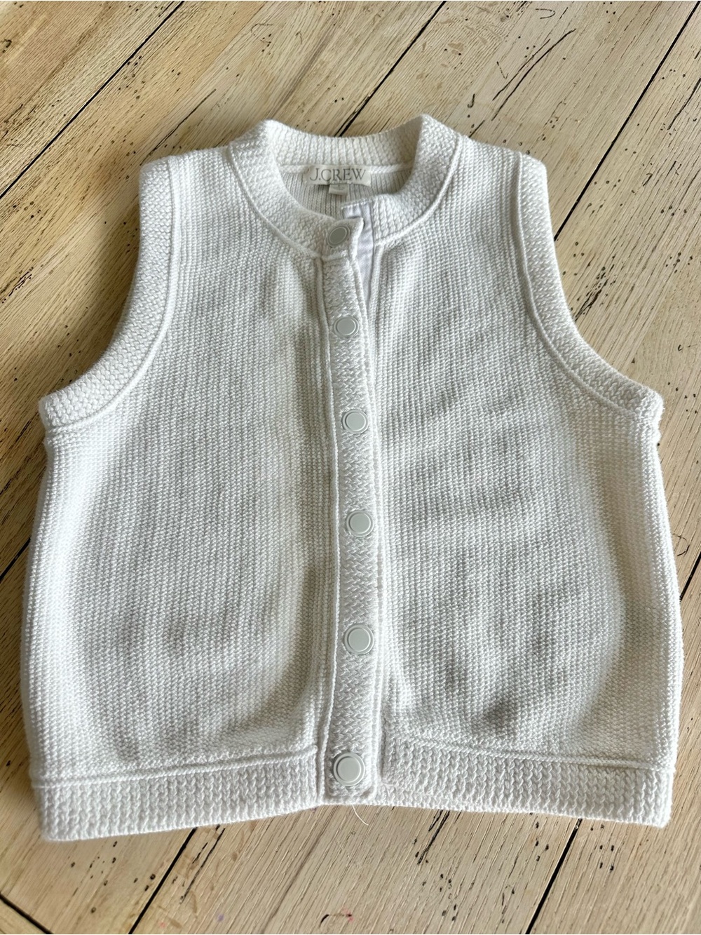 J. Crew White Knit Button-Front Sweater Vest